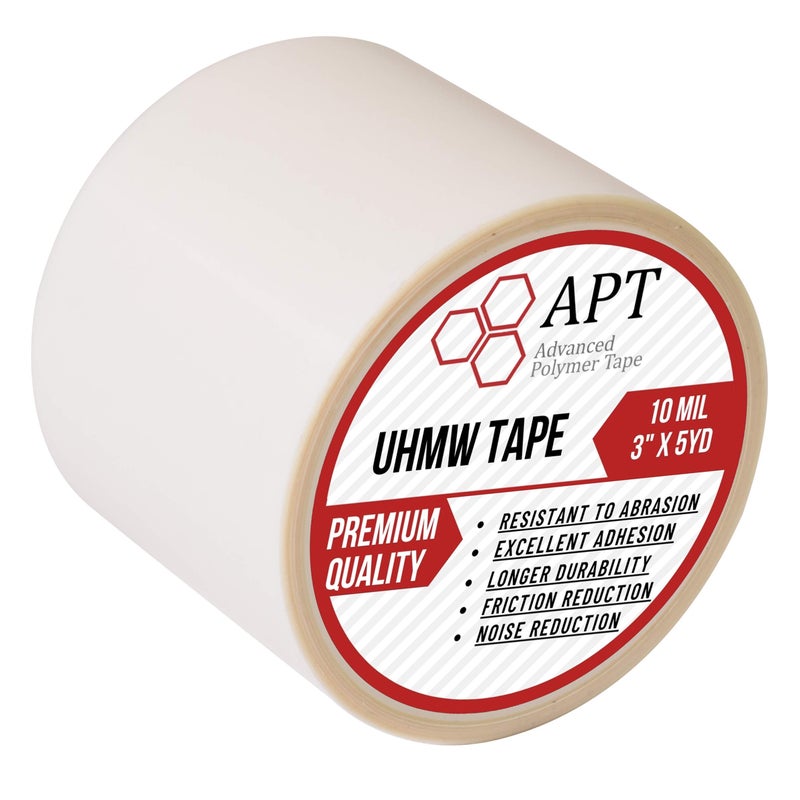 APT Advanced Polymer Tape APT, UHMW (Ultra-high Molecular Weight) Polyethylene Tape, Resists Abrasion, Impact, for Surface Protection and Friction and Noise Reduction for Lining Sliding Surfaces. (3" x 5Yds, 10 Mil UHMW) - Image 1